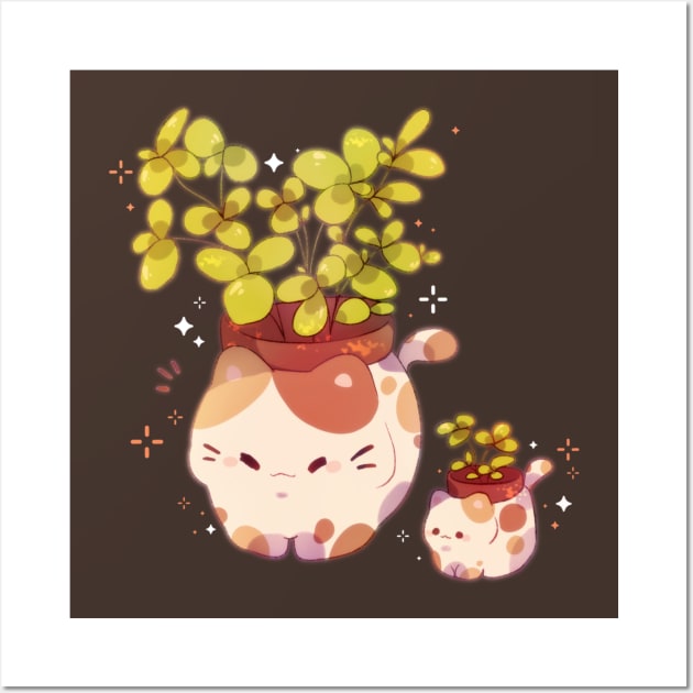 Kitty Plant Wall Art by Cremechii